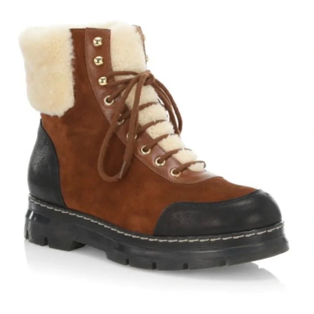 Brother Vellies Women's Alps Shearling Trim Hiking Boots